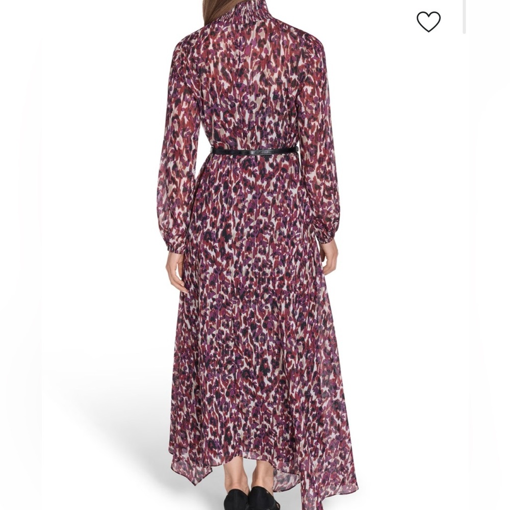 HALSTON Printed Chiffon Maxi Dress